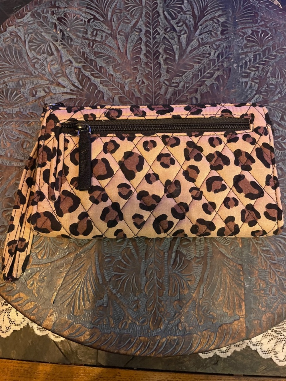 Vera Bradley Quilted Leopard Print Wristlet Clutch